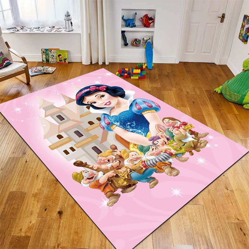 1PC Disney Snow White Print Carpet for Living Room Bedroom Kid's Room Home Decor Pink Room Decor Area Rug Non-slip Mat Play Mat