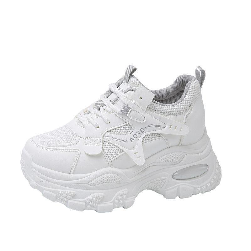 Women's Dad Shoes Leather Upper Thick Bottom Casual Sports Shoes Spring Autumn Breathable Lightweight Women's Shoes