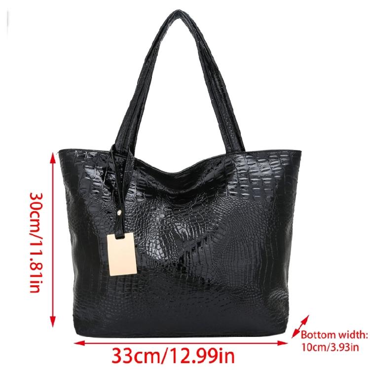 PU Leather Shoulder Bag Metallic Alligator Pattern Handbag for Easy Organization