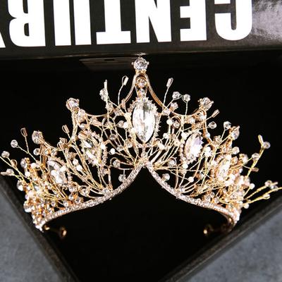 Baroque Crown Girls Wedding Hair Accessories Gems Bridal Tiara Bride Hairwear