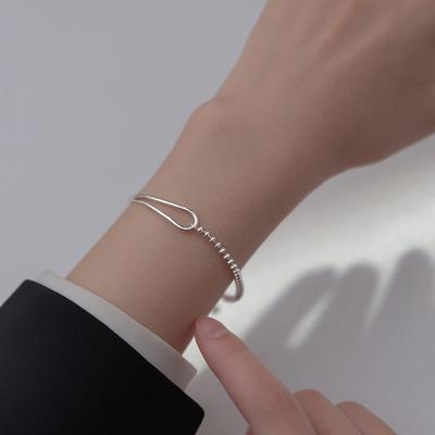 Pure Silver S925 Silver Bracelet Korean Version New Ins Niche Women's Geometric Bead Splicing Bracelet Elbow Asymmetric Bracelet
