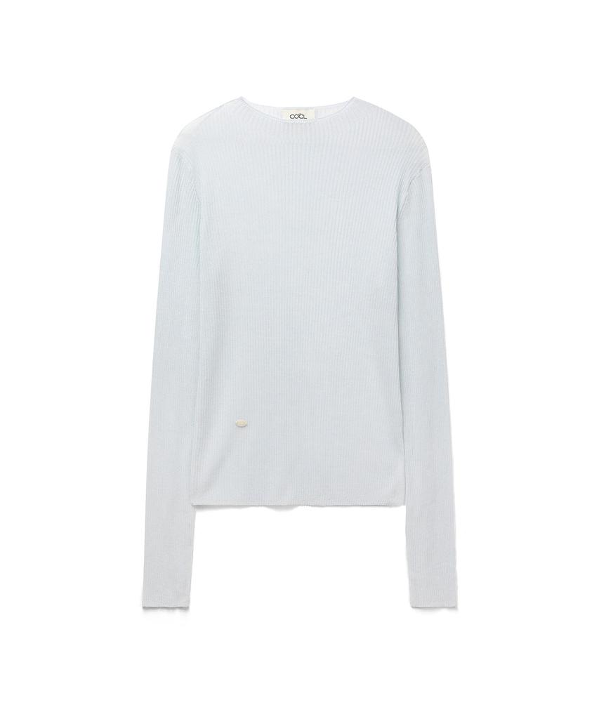 Keoseuteomeokeullagumeon Linen See-Through Ribbed Half-Neck Knit 5 Color Cowkt020
