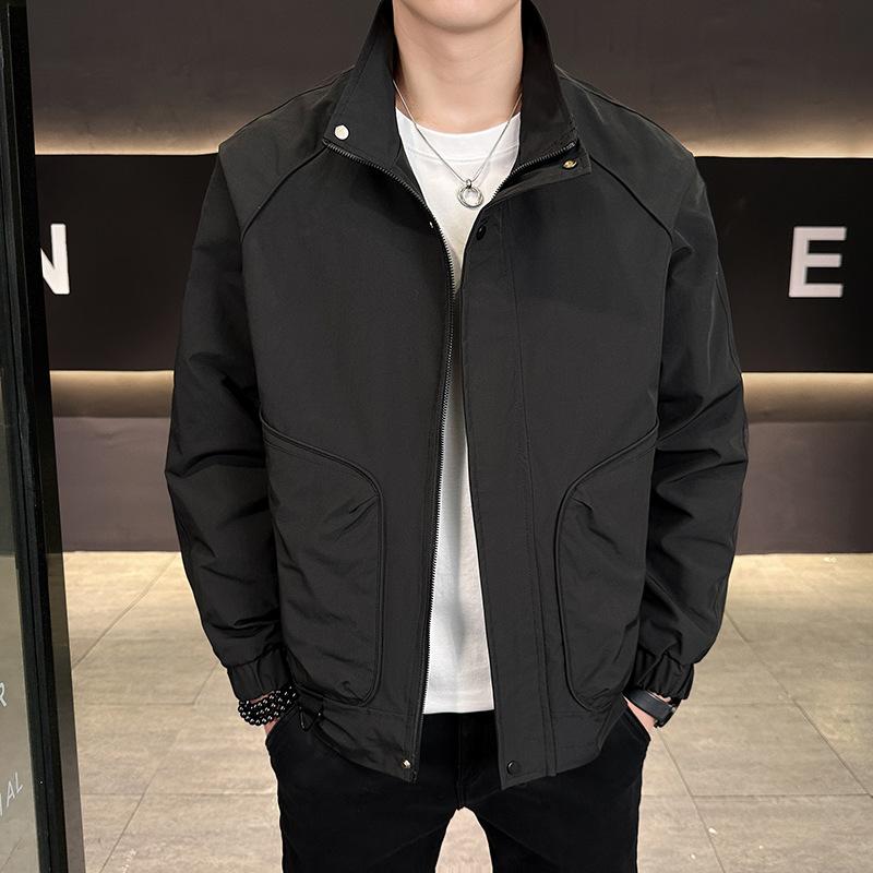 Men'S Jacket Spring And Autumn New Stand-Up Collar Jacket Tooling Top Trendy High-End Flight Jacket