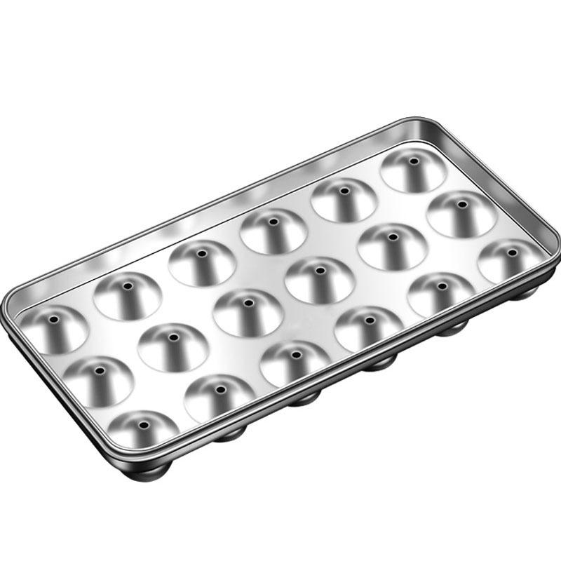 Stampi per Cubetti di Ghiaccio in Acciaio Inossidabile con Coperchio per Congelatore, Griglia da 18, Metallici, Riutilizzabili, Produttore di Cubetti di Ghiaccio Sferici per Uso Domestico e al Bar