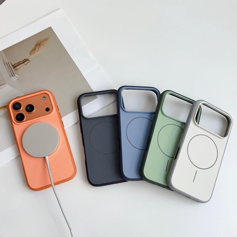 Case for IPhone 17 16 15 Pro Max 17Air for Magnetic Skin Feel PC Lens Hardware Button Shockproof Wireless Charging Back Cover