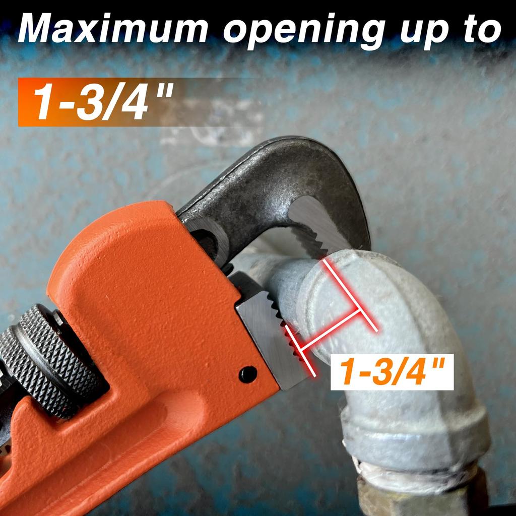 LEONTOOL Aluminum Pipe 315mm 51mm Maximum Forged for and Automotive Repair Heavy-Duty Wrench, Long, Opening, Jaws, Plumbing, Water,