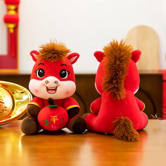 2026 Year of The Horse Stuffed Animal Plush Toy Chinese New Year Zodiac Horse Doll God of Wealth Peace Mascot Doll