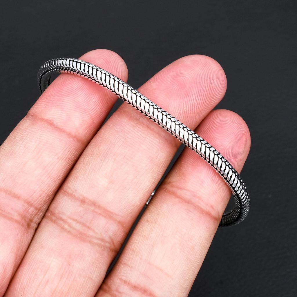 5 MM Vintage Zilveren Slangenhuid Ketting Armband voor Dames & Heren Handgemaakt Tribaal Boho Haak Sluiting Pols Sieraden Cadeau