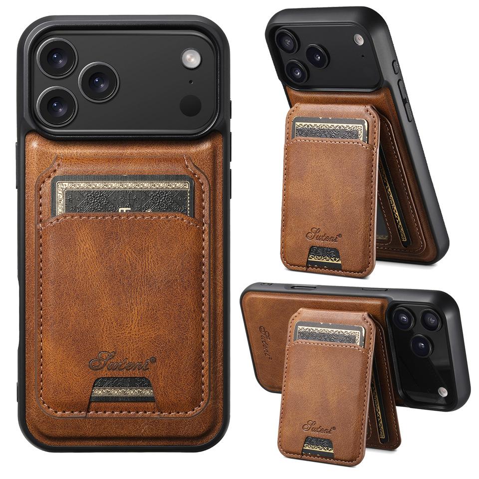 For Magsafe Case For iPhone 17 Pro Max 14 12 13 15 16 Pro Max Plus Leather Wallet Card Holder Slots Magnetic Back Cover K0026