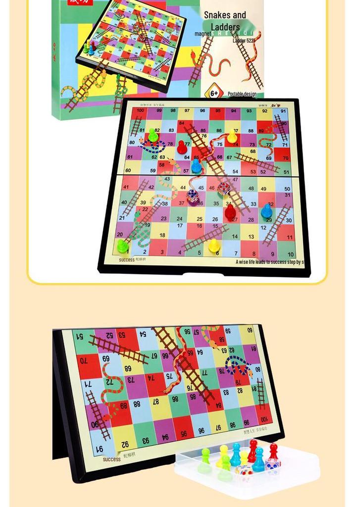 Magnetic Folding Snake and Ladder Board - Large Size Educational Parent-Child Game Toy