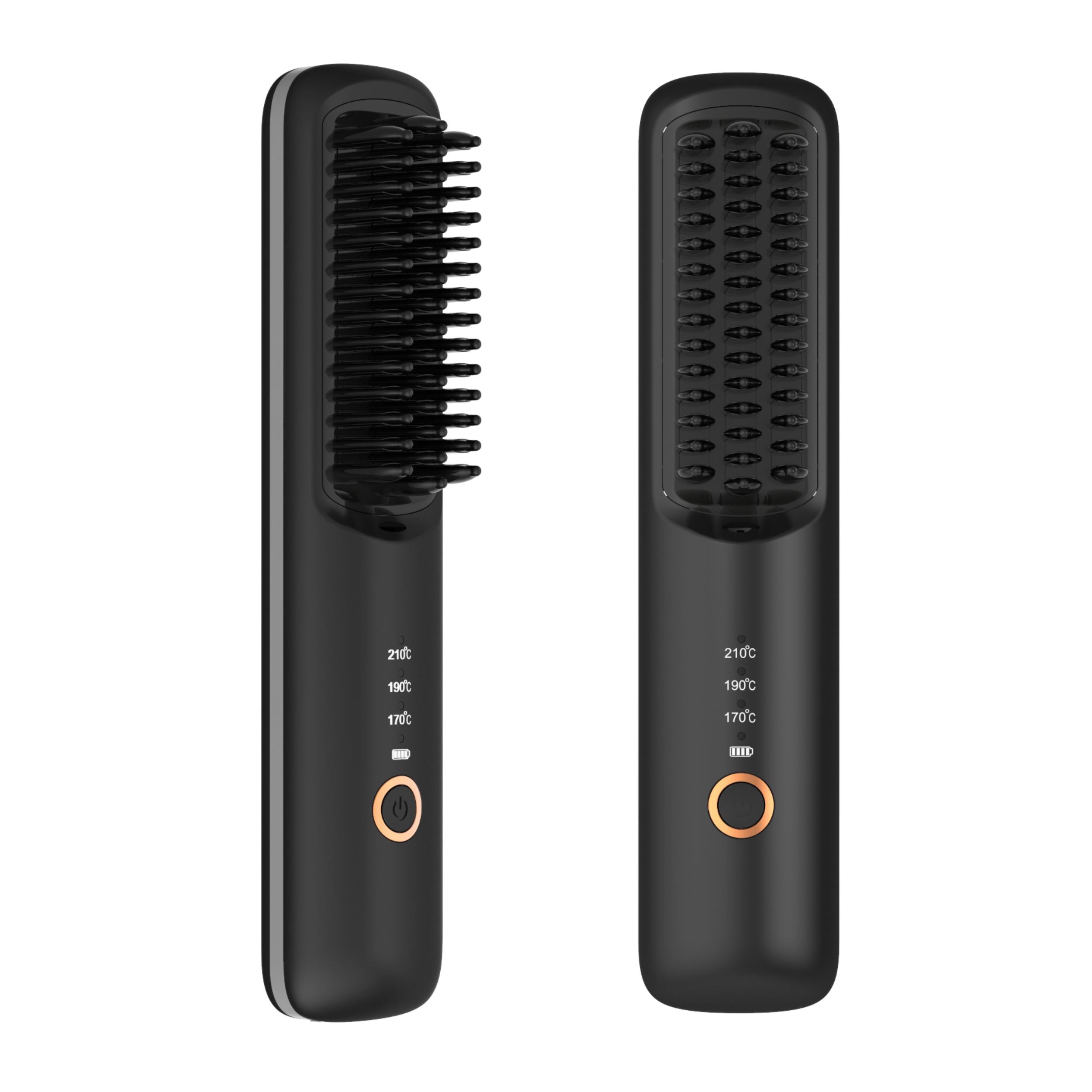 Portable Ceramic Wireless Hair Straightener Brush Cordless Ionic Comb USB Rechargeable Battery Hotel Use Household Travel Hair 100-240V чёрный