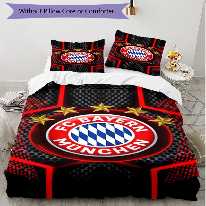 3pcs Duvet Cover Set (1*Duvet Cover + 2*Pillowcase, Without Core), FC Bayern Print Soft All‑Season Bedding Set, Home Bedroom Decor Gift