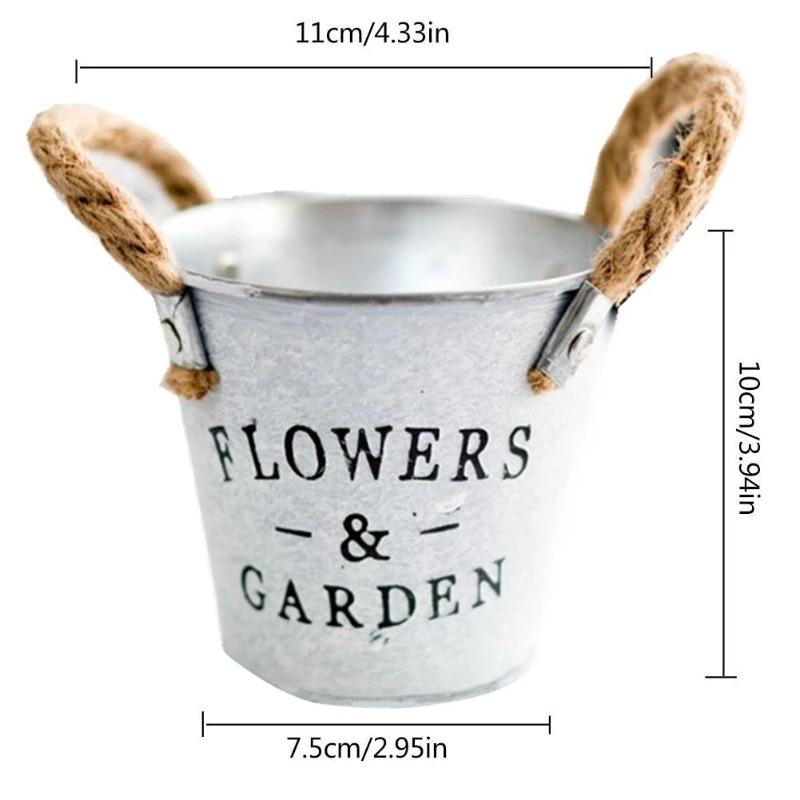 1Pc Retro Iron Creative Letters Decorative Flower Bucket Corrosion Resistant Metal Grass for Artificial Plants