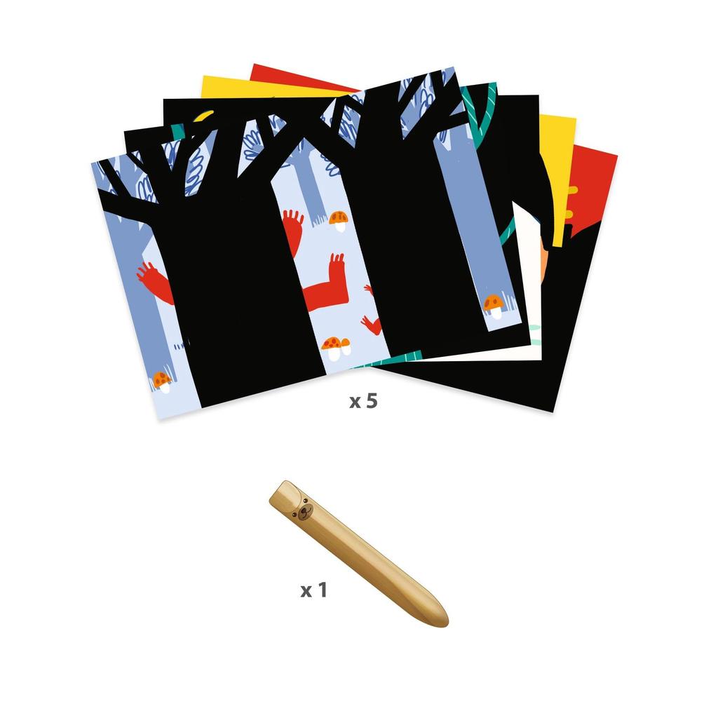 DJECO Animal Scratch Art Cards Scratch and Color Animal Scratch Educational Toy for and Toddlers Perfect for Sports and Autumn Evenings - Art,