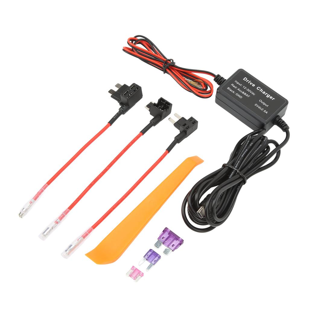Dash Cam Hardwire Kit MINI USB Adapter High Security 12V‑30V To 5V Widely for Mirror Cam GPS Navigator Radar Detector