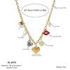18K Gold Plated Stainless Steel Heart, Lips, and Flower Pendant Necklace for Women