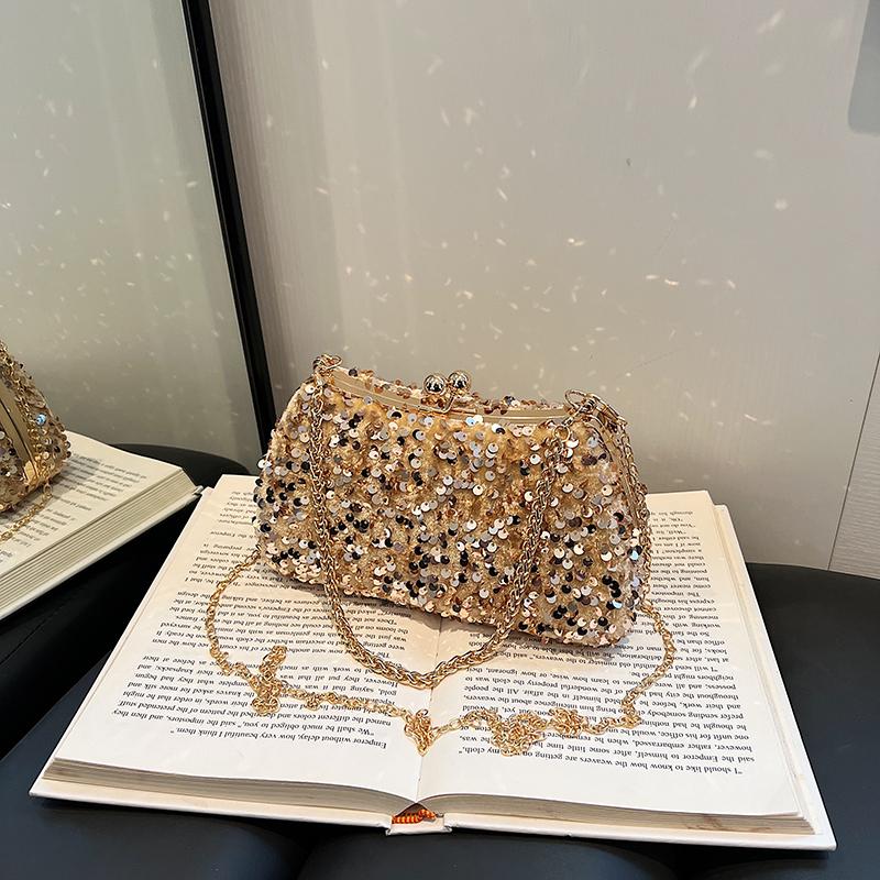 Glitzer-Ketten-Schulter- und Crossbody-Taschen für Damen einfache Eleganz hohe Qualität Mode Party