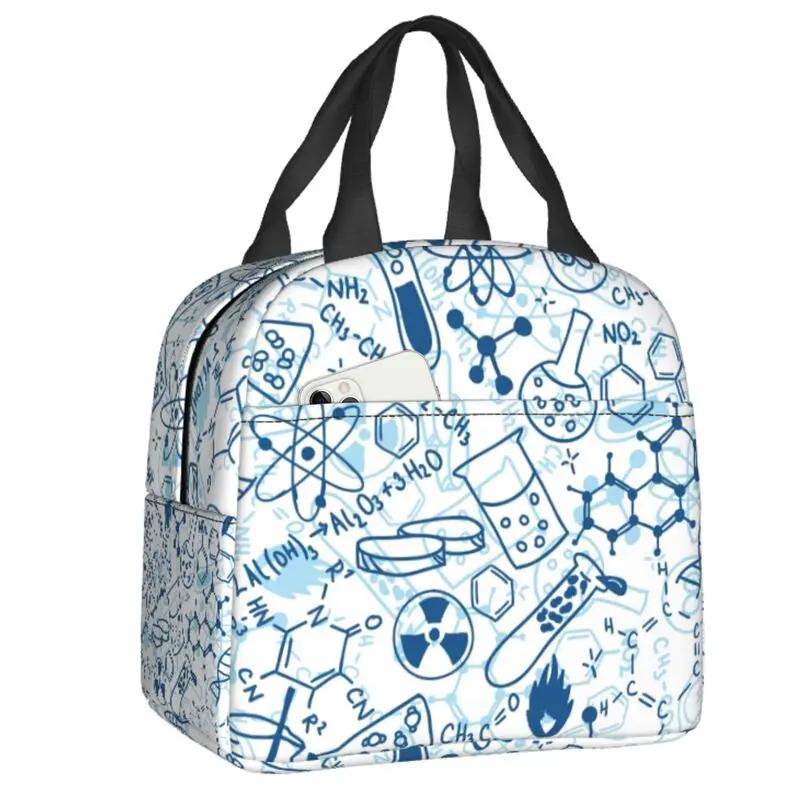 Science Chemistry Pattern Insulated Lunch Bags for Women Biology Resuable Thermal Cooler Food Lunch Box Work School Travel