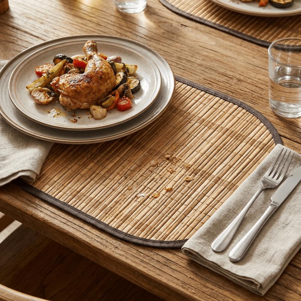 Anti-Slip Woven Oval Placemat Natural Table Mat Lightweight Dining Pad Dining Decor
