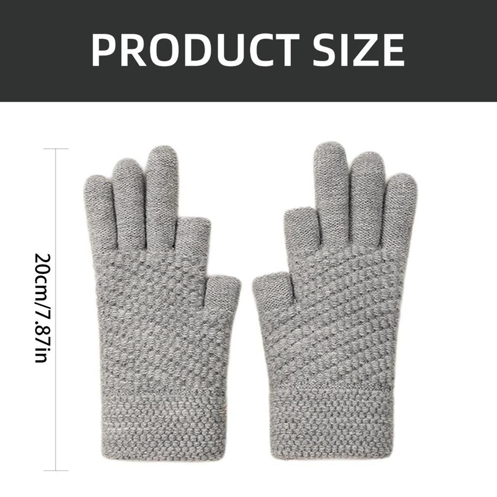 Women Stylish Thicken Thermal Gloves Thick Gloves Stylish Knit Thermal Gloves Winter Warm Full Finger Gloves