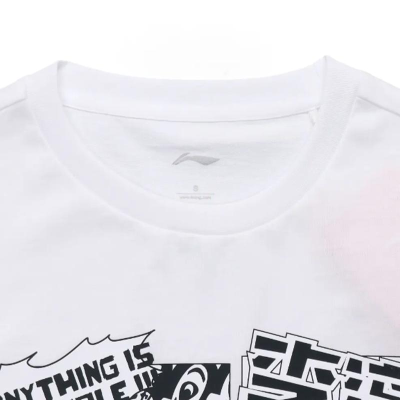 Li Ning Logo Print Round Neck Loose Short Sleeve T-Shirt Comfortable Versatile Skin-Friendly Shorts Casual Sports Set Unisex Set AHSUA21-1+YKSV129-1
