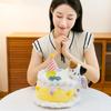 Cartoon Pet Birthday Cake Plush Toy Ornament - Cute Table Companion & Children's Gift