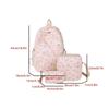 3 Pcs/Set Bow Print Nylon School Backpack, Cute Large Capacity Travel Schoolbag with Adjustable Straps