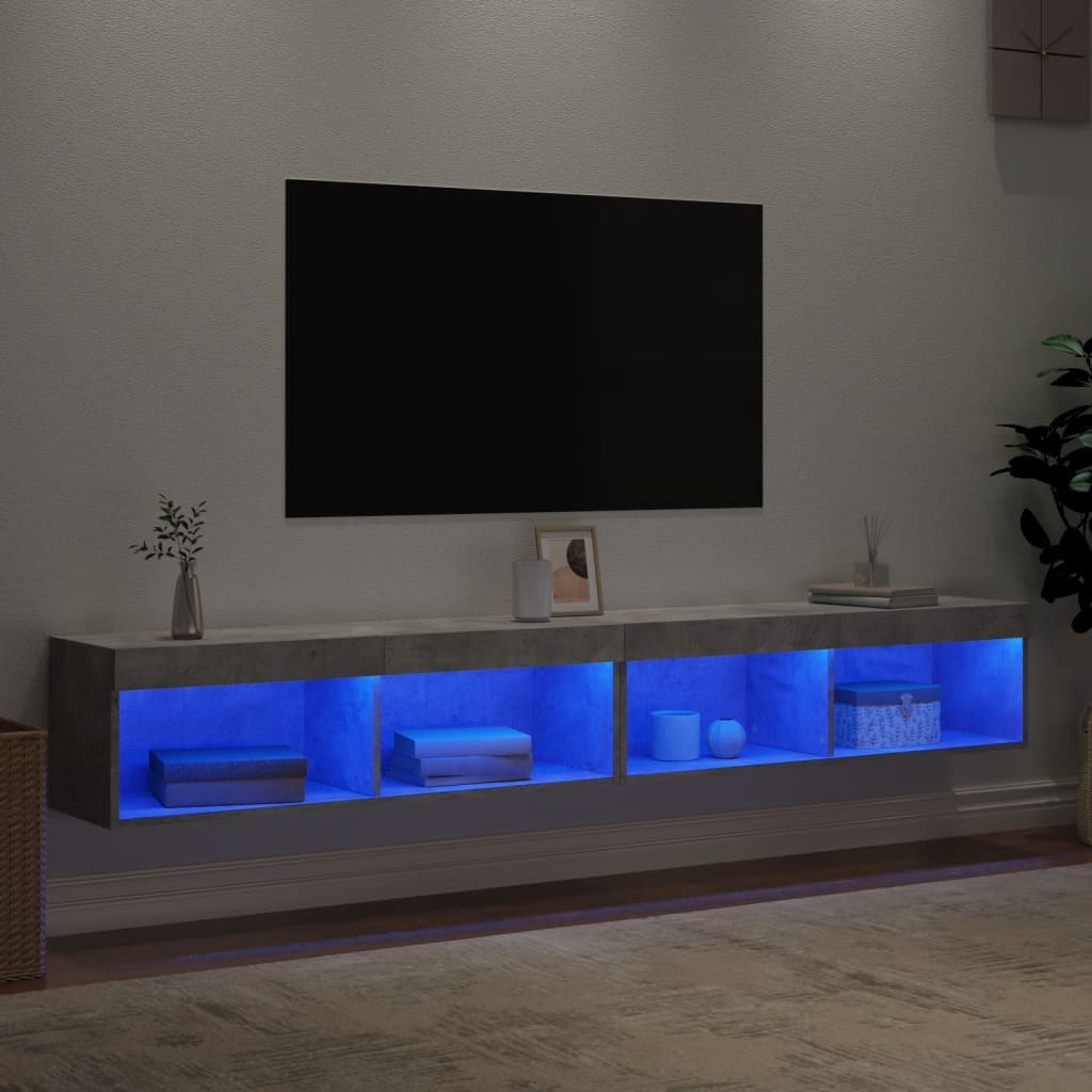Vidaxl Szafki Tv, Z Led, 2 Szt., Szarość Betonu, 100X30X30 Cm
