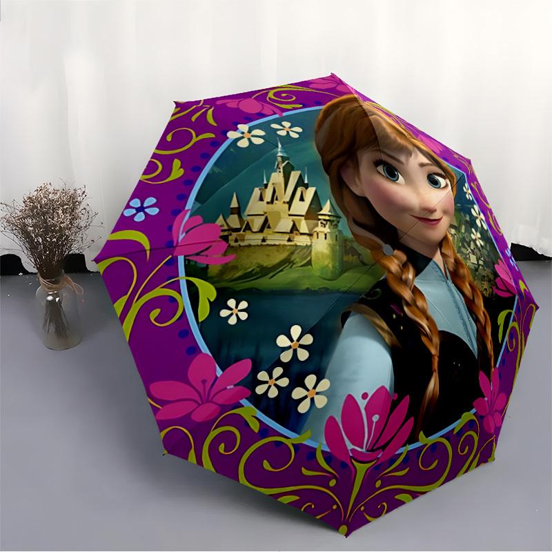 1pc Anna Frozen Automatic Folding Umbrella, 8-Rib Portable & Foldable Design, Highqualityy0722066