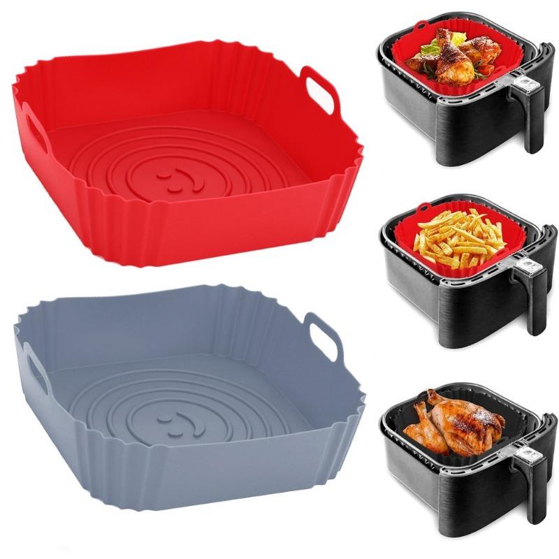 Reusable 9 Inch Silicone Air Fryer Pan Liner Baking Tray Oven Pizza Fried Chicken Silicone Basket Air Fryer Kitchen Accessories