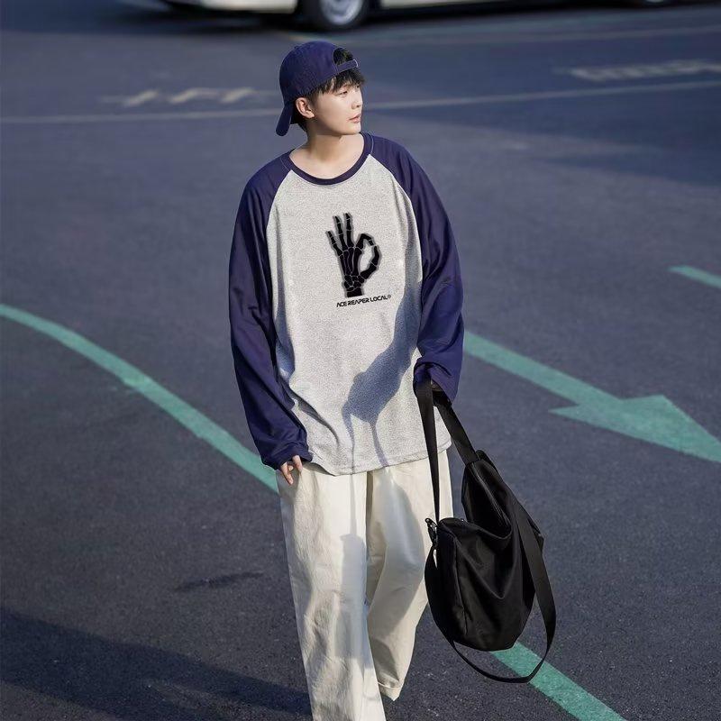 

Мужские футболки с длинными рукавами, мужские свободные топы с графикой и круглым вырезом, модные мужские футболки в стиле ретро, ​​футболка большого размера, новое лето, большие размеры 3XL светло-серый