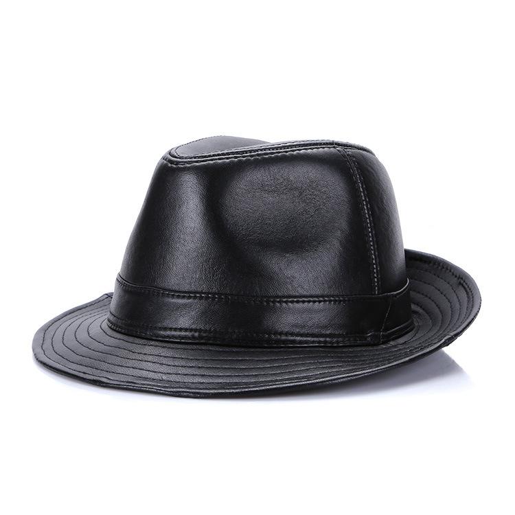 

Leather Sheepskin Men S Top Hat Middle-Aged And Elderly Autumn And Winter British Gentleman S Jazz Hat Factory Direct Sales XL（55-56cm）