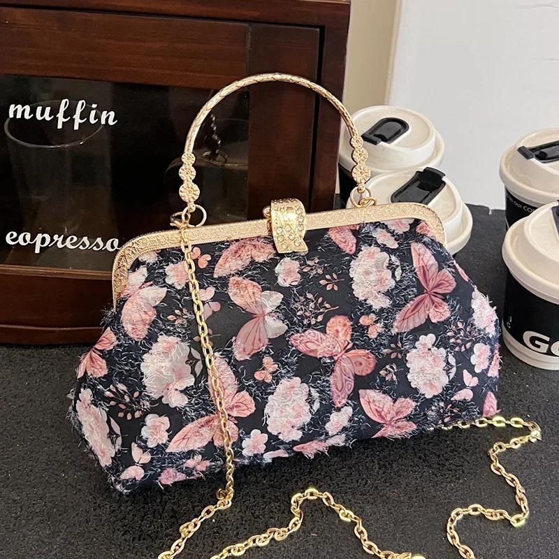 

Свадебный клатч с зажимом в виде ракушки для женщин, дамские сумки-бабочки, дизайнерские сумки на цепочке через плечо, сумки-мессенджеры с кристаллами, шикарный зажим