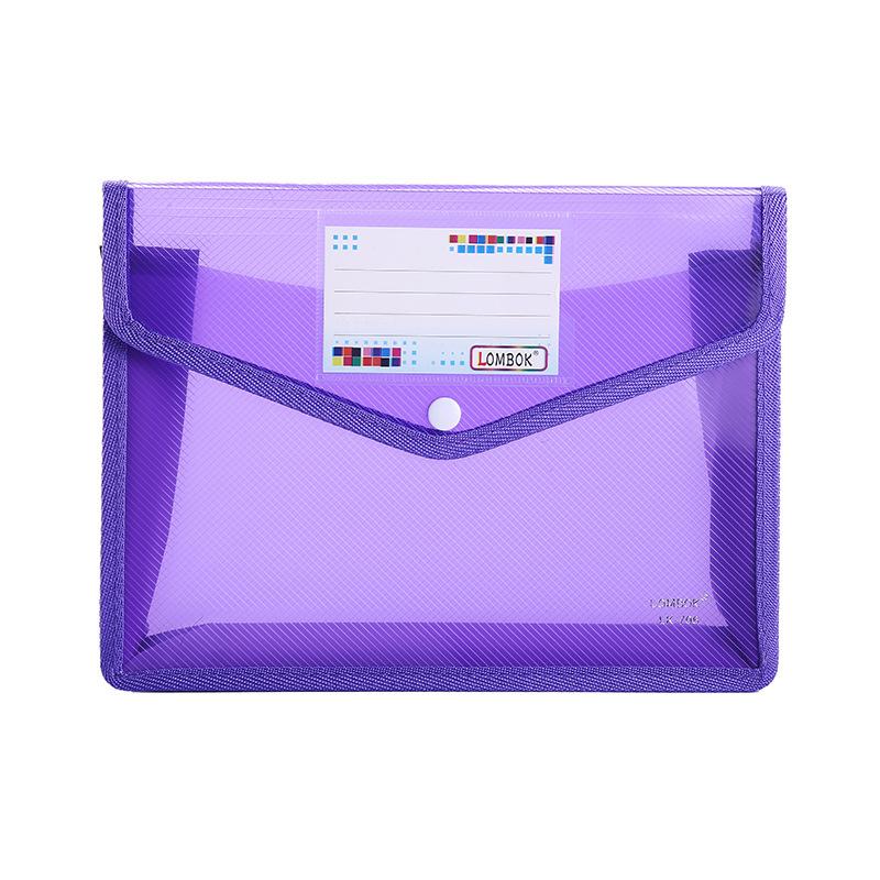 Colorful File Folder with Label Pocket Horizontal Snap Button Portable Examination Paper Document File Organizer Bag School Supplies