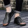Fashion Simple Quality Leather Men Business Office Shoes Lace Up Flat Bottomed Soft Comfortable Shoe Hand Sewn Casual Shoes Sizes 38-47