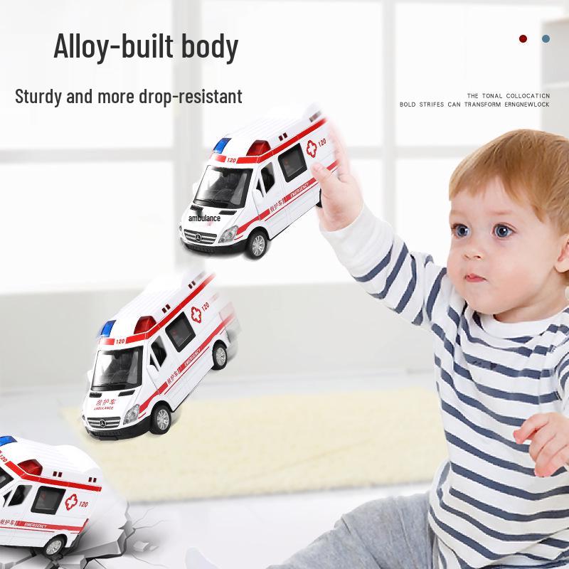 Multifunctional Alloy Police Car and Ambulance Toy with Sound and Light