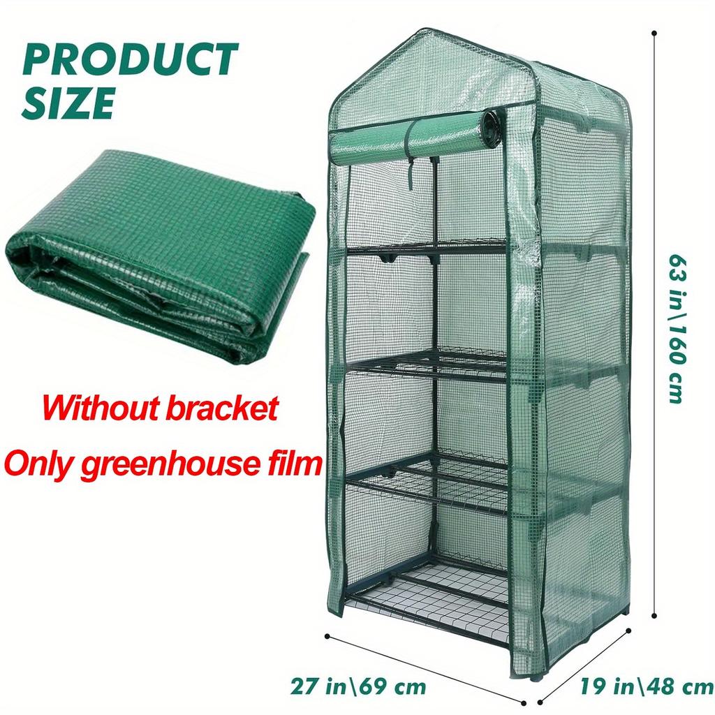 4-Layer Greenhouse Replacement Cover with Roll-Up Zipper Door - Durable UV-Proof & Waterproof Material