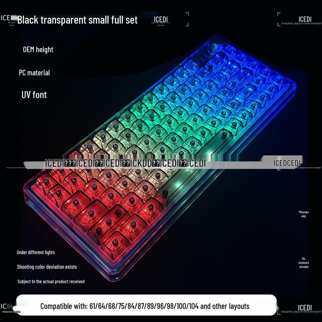 Matte Transparent Crystal Keycaps: 61/87/104-Key Universal, Customized, Highly Translucent.