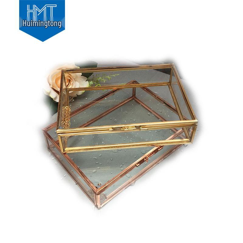 Elegant European Glass Jewelry and Cosmetics Organizer with Flip Lid