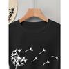 European sizes Women'S Short Sleeve T-Shirt with Elegant Dandelion Print - Lightweight Casual Top for Spring/Summer