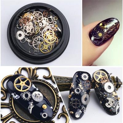 Motifs Mixtes Astuces DIY Engrenage Temps Décoration Manucure Écailles Métalliques 3D Creuses Paillettes pour Ongles