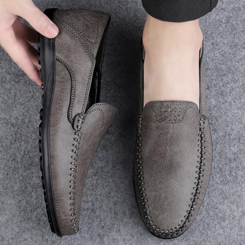 Fashion Men Casual Leather Shoes Luxury Italian Soft Men Loafers Handmade Moccasins Men Breathable Slip on Boat Shoes Plus Size