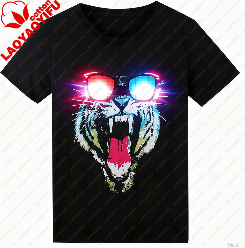 Sound Activated Led Tshirt Glow In The Dark Light Up Shirt For Unisex Neon Shirt For Rave Glow Party Concert Halloween