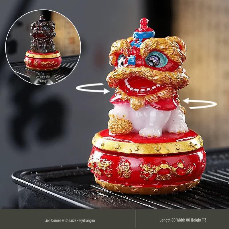 Color-Changing Resin Pixiu Tea Pet with Yuanbao