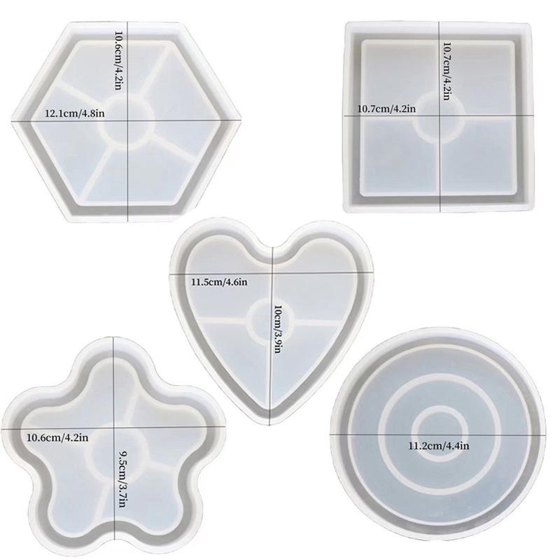 DIY Kristall Epoxidharz Untersetzer Form Kristall Quadratisch Rund Herz Sechseck Silikon Tablettform Heimdekoration Tassenmatte Padform