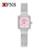 Ofns Women's Light Luxury Quartz Wristwatch - Wheat Ear Design, Round, Waterproof, Fashionable.