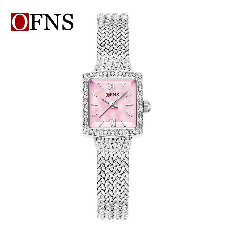 Oufanni Retro Square Mesh Women s Waterproof Luxury Diamond-Inlaid Quartz Watch
