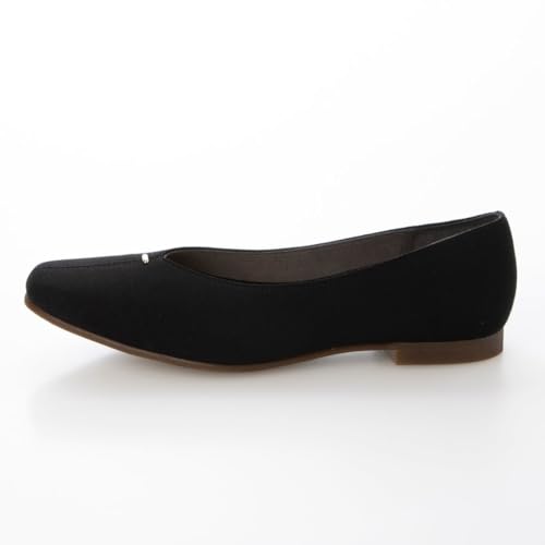 IK Plus Center Seam Stud Flat Pumps, 1625-11, Women's, Black Suede, Size 25.5 Cm, 2E