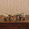 Mini Brass Auspicious Elephant Figurine Eco-friendly Vintage Lucky Statue Desktop Decor for All Occasions