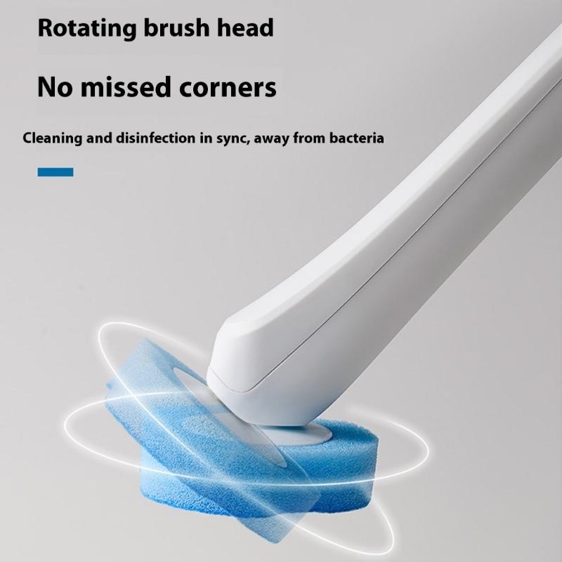 Replaceable Head Toilet Brush With Holders Set 16 Refills Sponge Pads Toilet Bowl Cleaner For Bathroom Cleaning Supplies